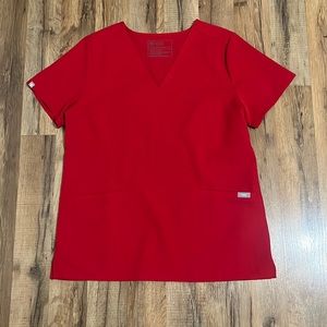 Figs Scrub Top - Winning Red